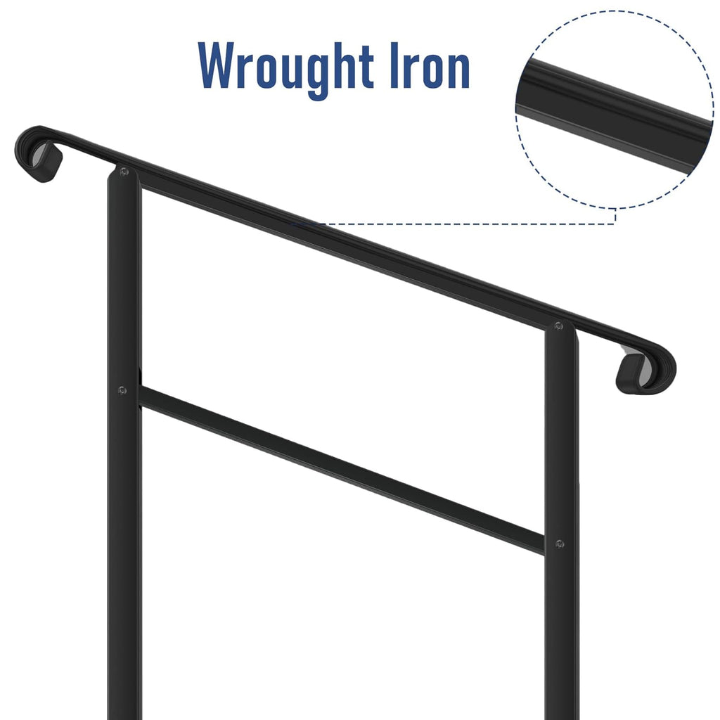 Black Wrought Iron Handrail for Outdoor Steps B8074