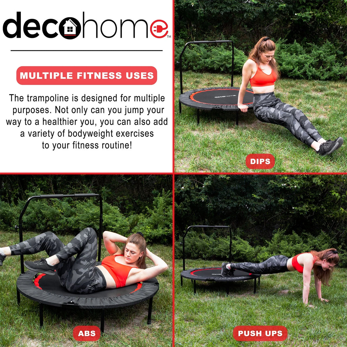 Folding Mini Trampoline with Adjustable Handle Bar H118147