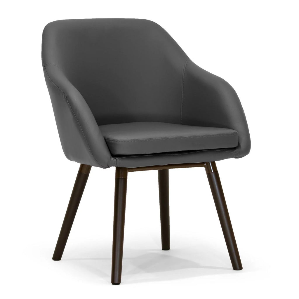 Gray Faux Leather Arm Chair Set of 2 I534
