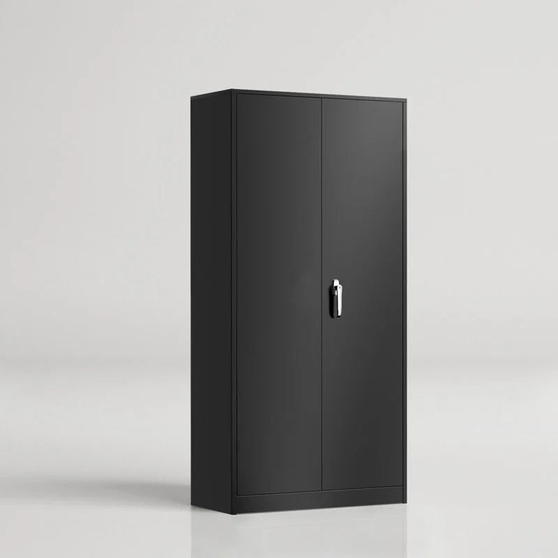 72 inch Black Metal Garage Storage Cabinet with Locking Doors P9963