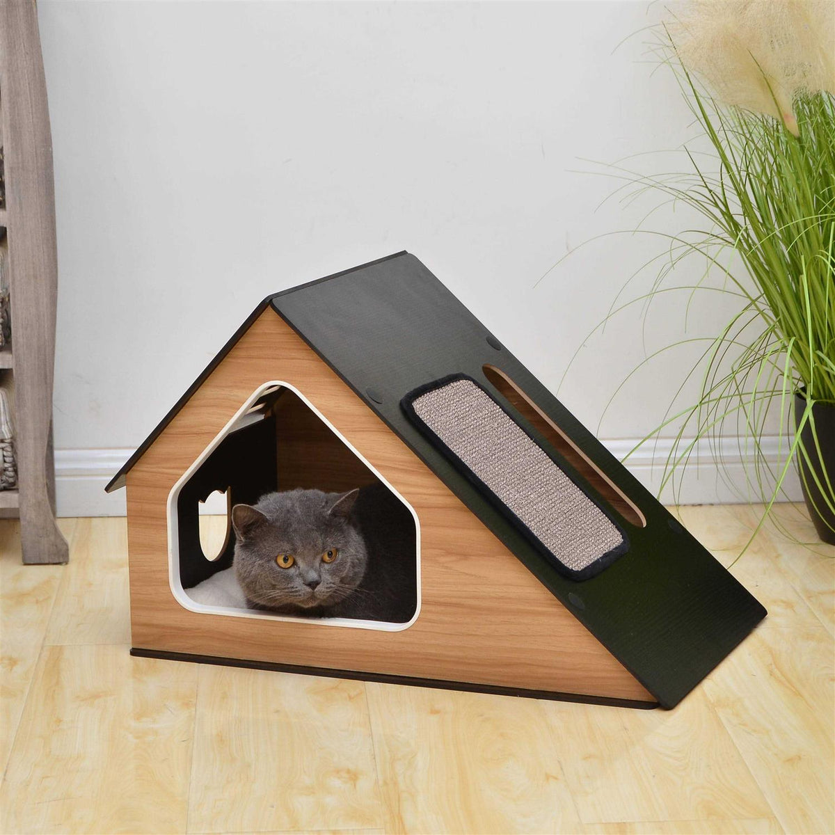 Modern Cat Condo with Sisal Scratching Pad O5988