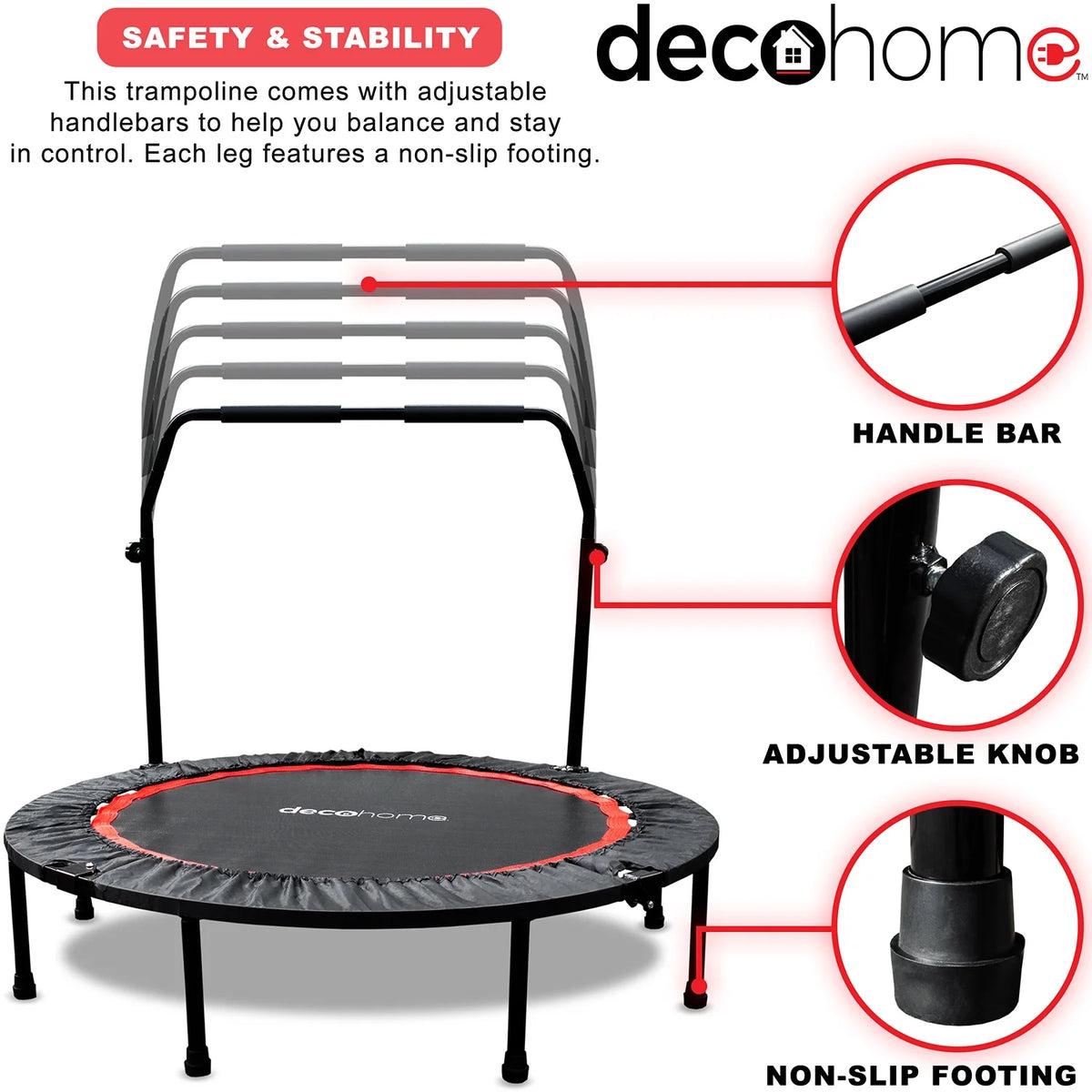 Folding Mini Trampoline with Adjustable Handle Bar H118147
