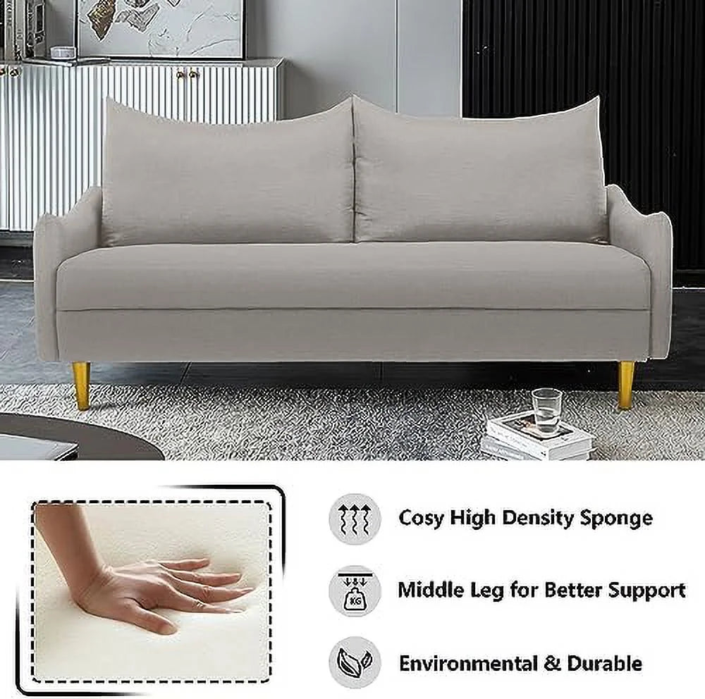 67" Velvet Tufted Loveseat Sofa with 2 Pillows Q4583
