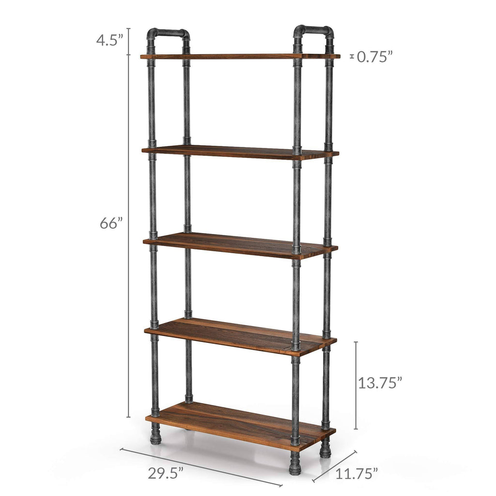 5-Tier Solid Pine Wood Bookcase H6697