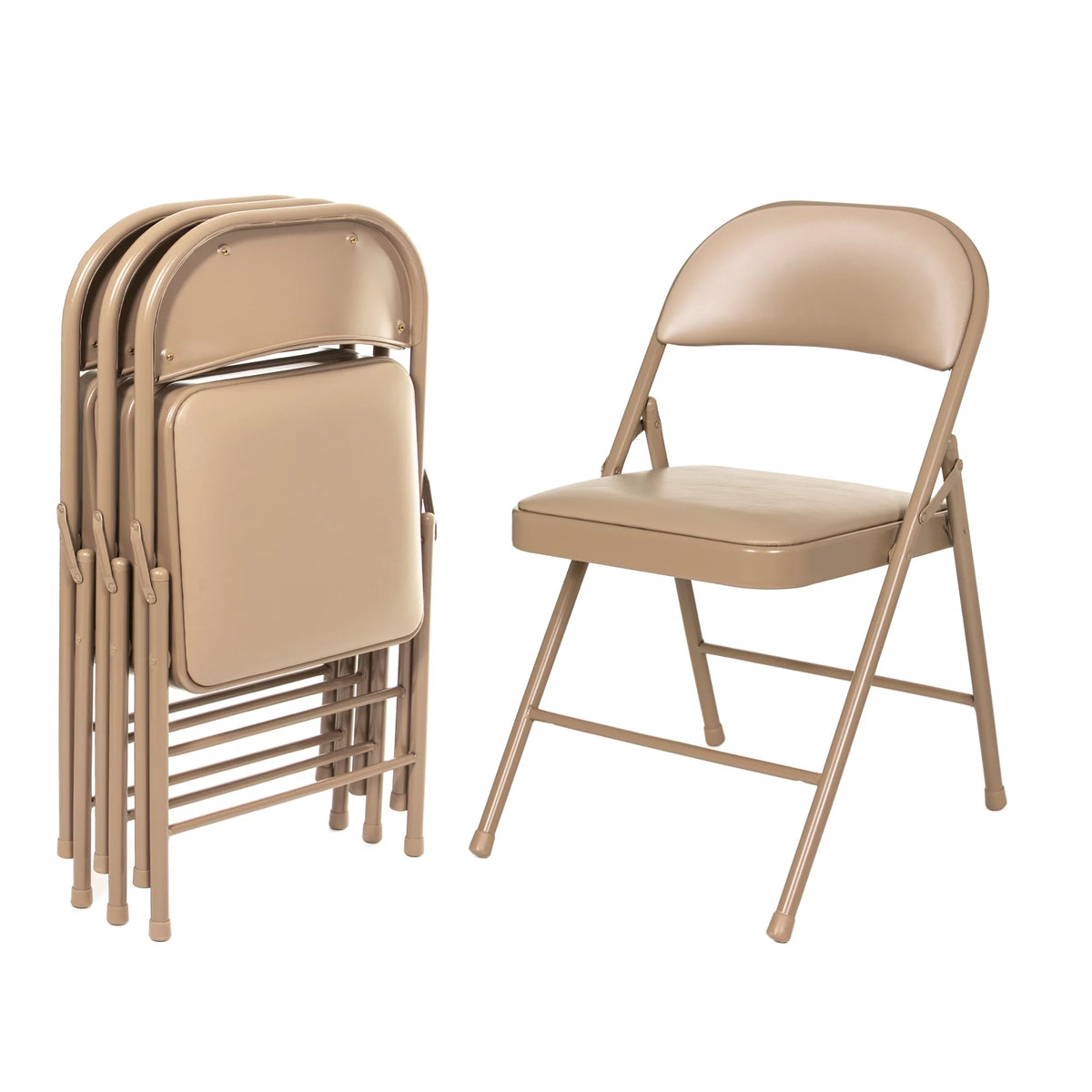Beige Vinyl Folding Chair, Pack of 4 R159242