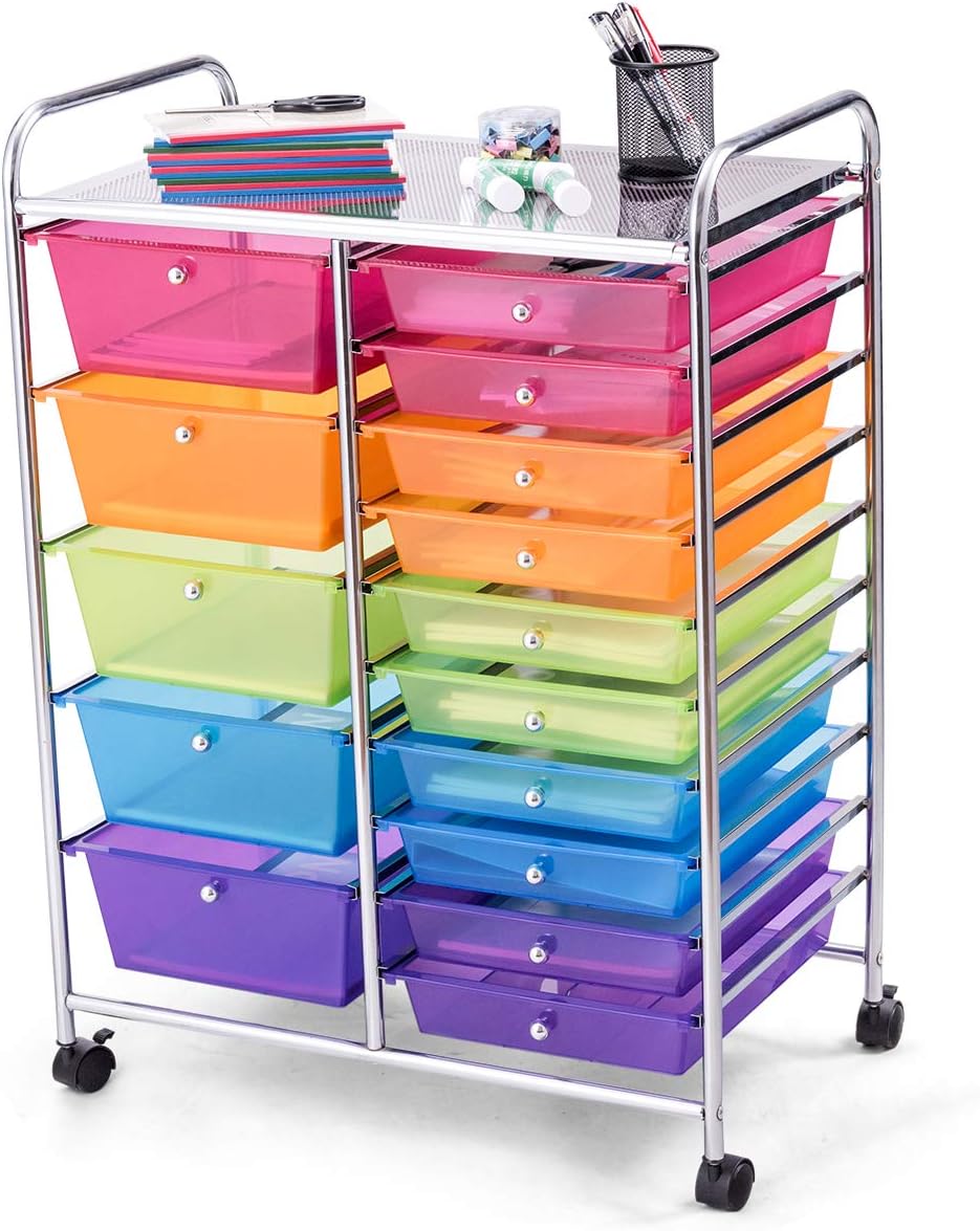 15-Drawer Rolling Storage Cart D372
