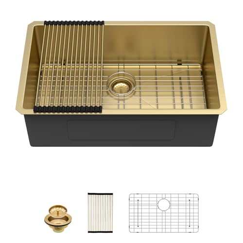 28 Inch Gold Undermount Stainless Steel Kitchen Sink M664210
