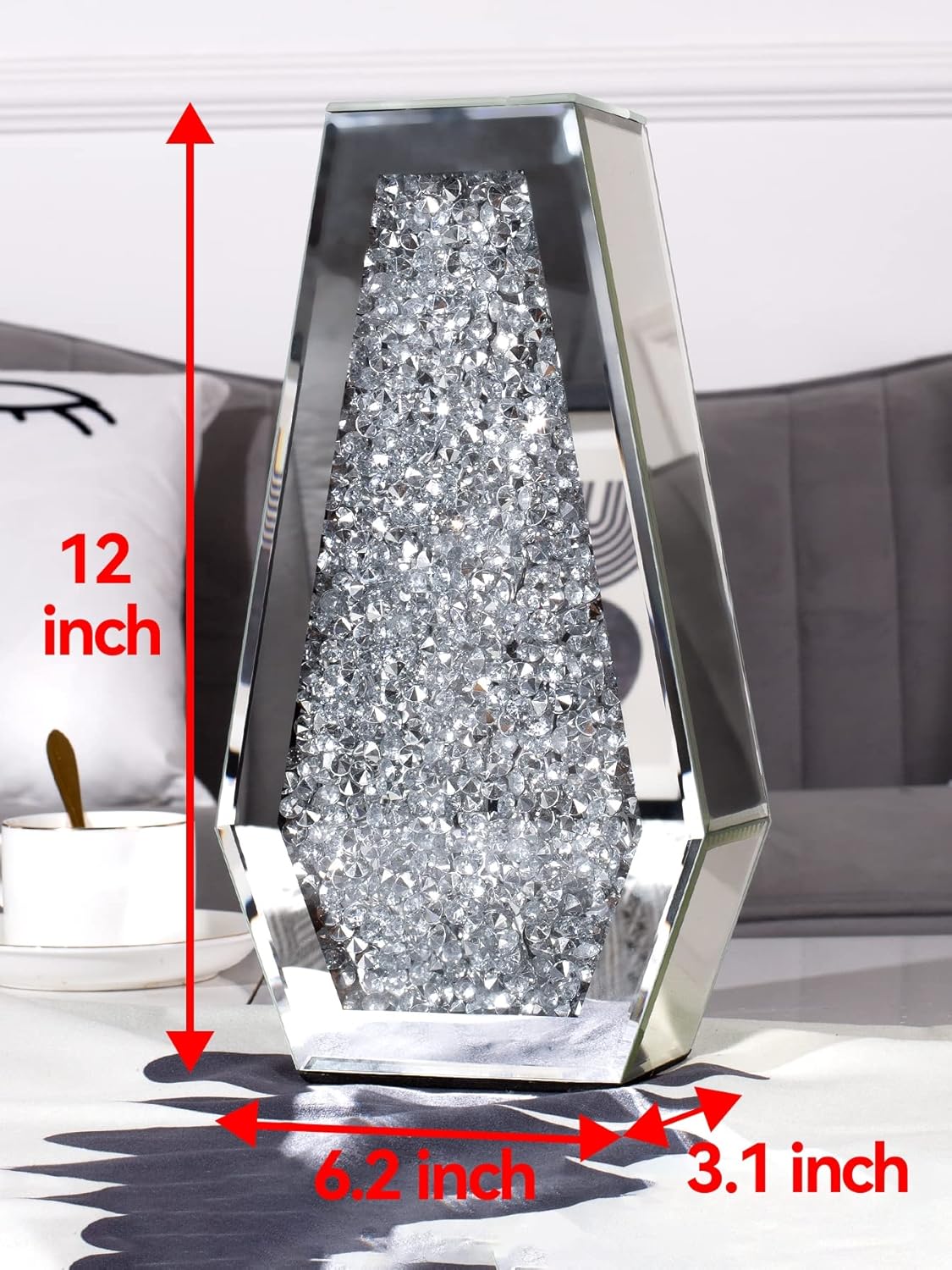 Mirrored Console Table, Silver, 31.5'' Long Accent Narrow Table Q146914