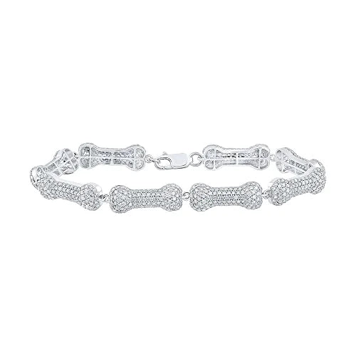 10kt White Gold Diamond Dog Bone Bracelet N583706