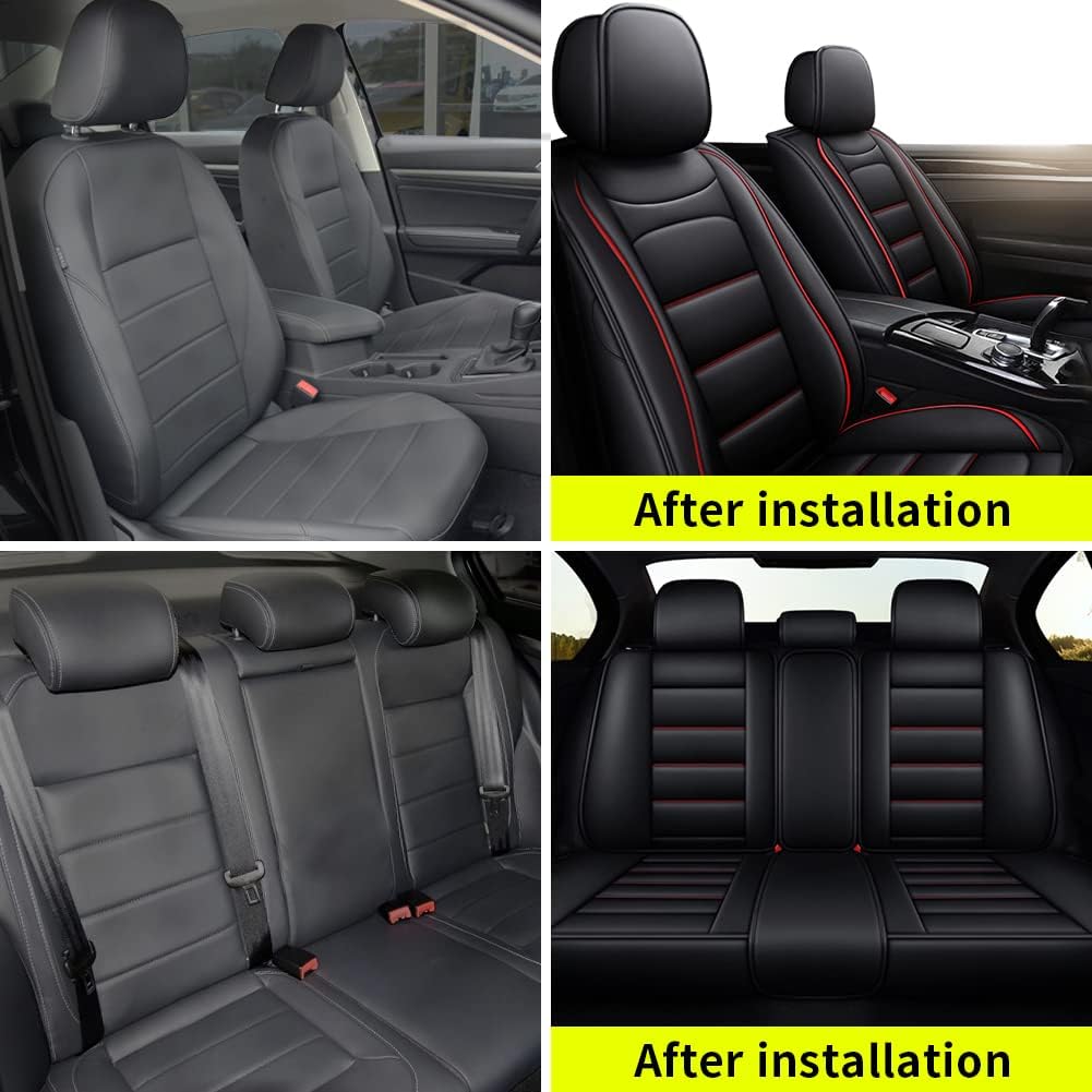Faux Leather Waterproof Car Seat Covers 5 Seats Set with Airbag Compatible M78912