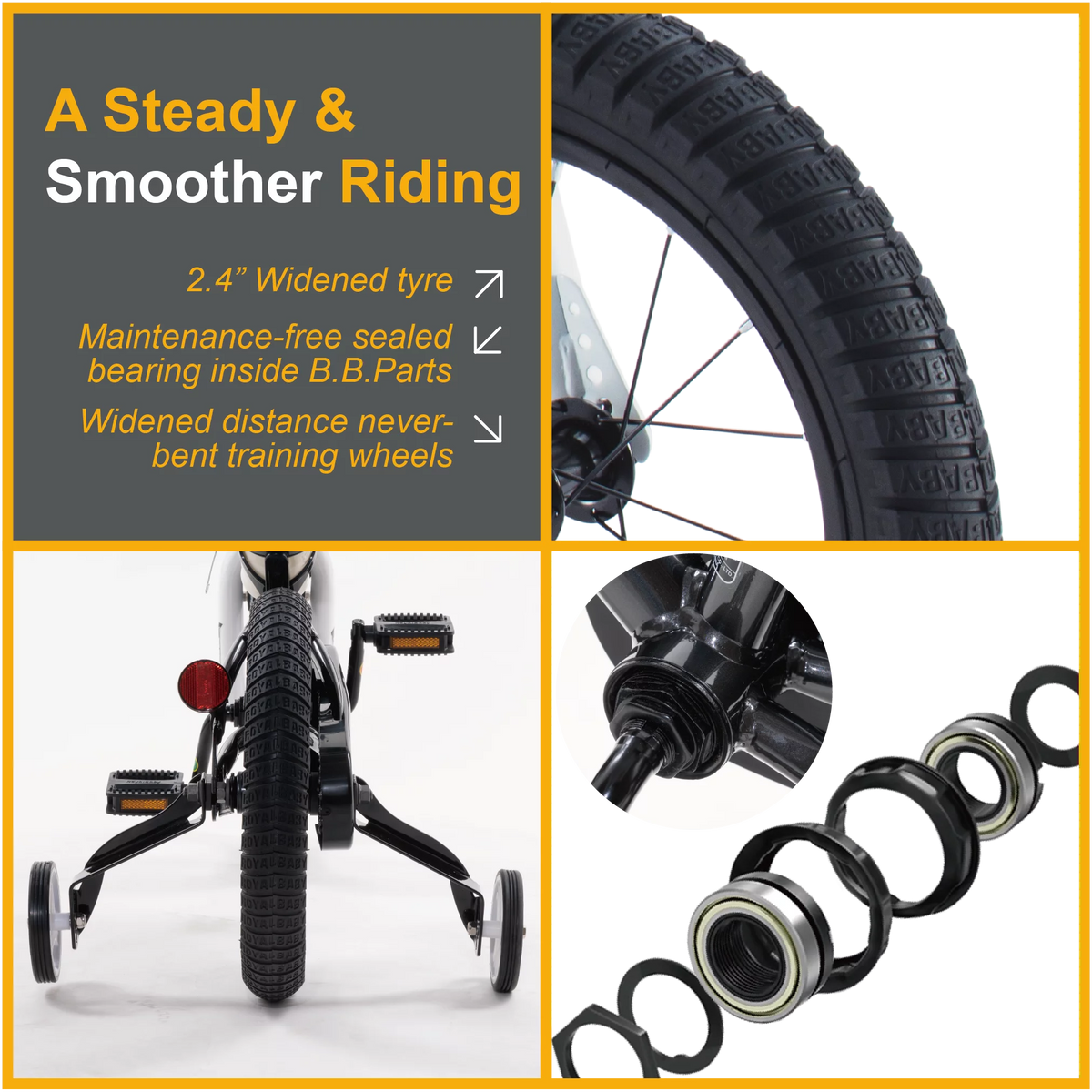 14 In Black Kids Bike with Training Wheels U181