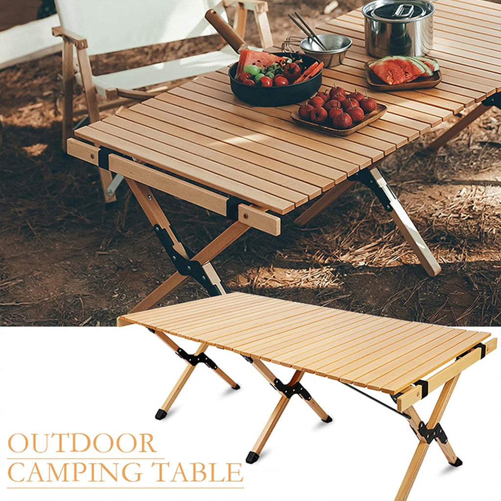 4ft Portable Folding Wood Picnic Table with Carry Bag U576255