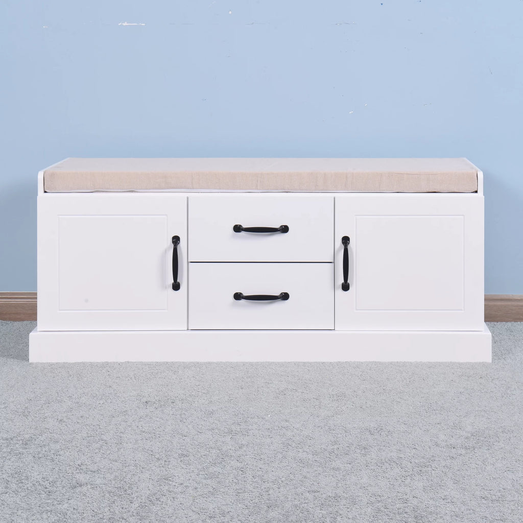 White Storage Bench with 2 Drawers G11462