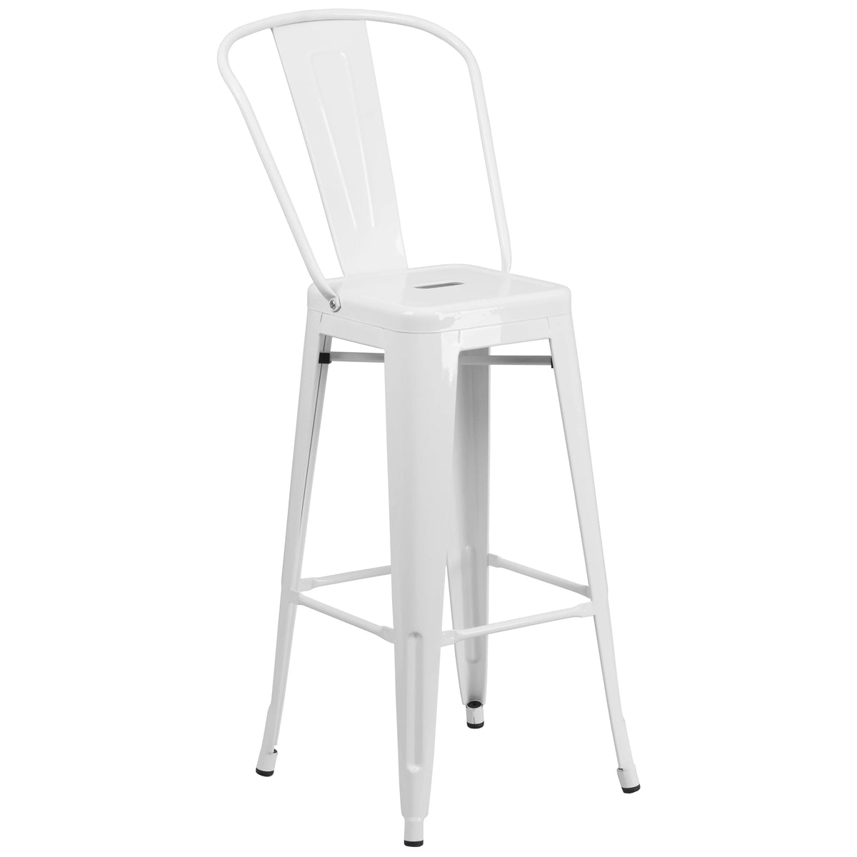 White Metal Barstool 4 Stools P19145