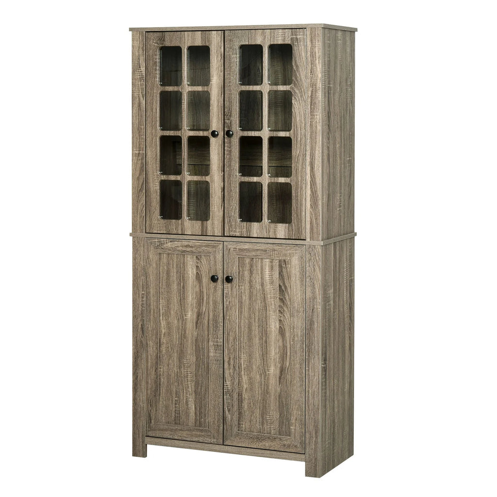 Kitchen Pantry Storage Cabinet with Glass Doors Y173674
