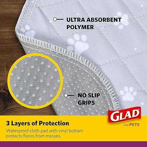 Washable Training Pads Size 2 Pack Gray with Paw Prints U57559