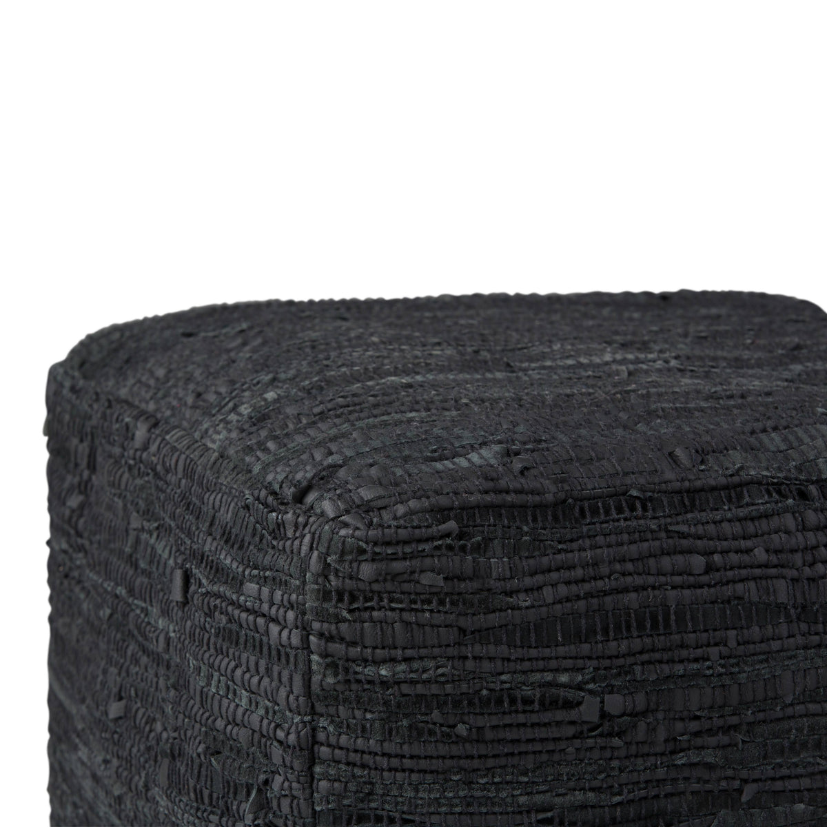 Genuine Leather Square Pouf - Grey W8510