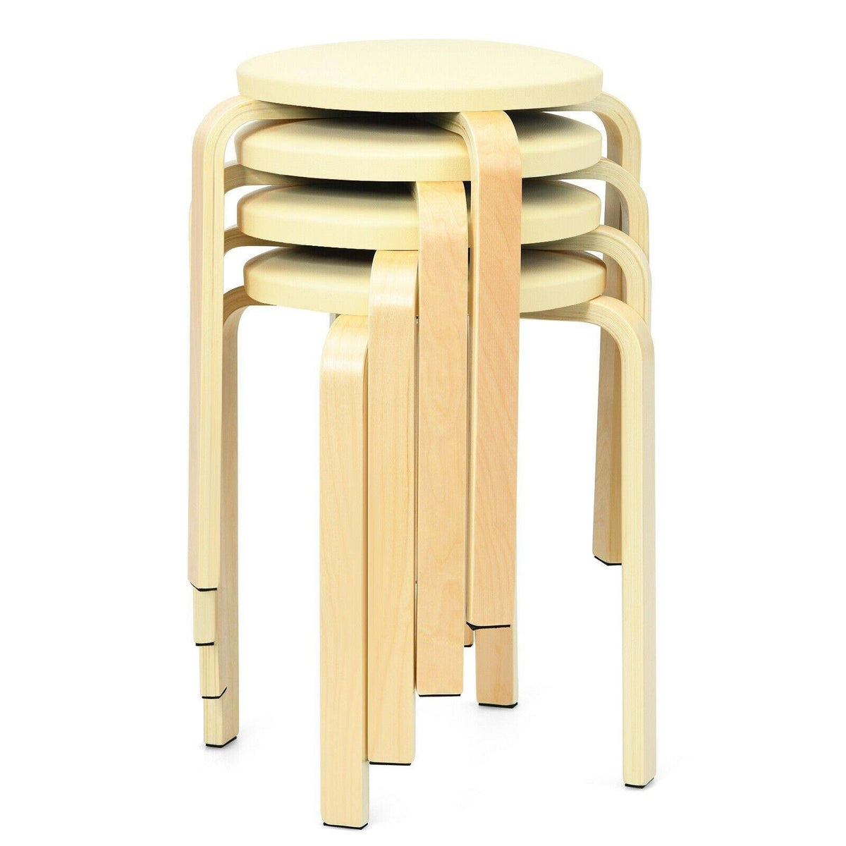 Beige Bentwood Round Stool Set of 4 E5627