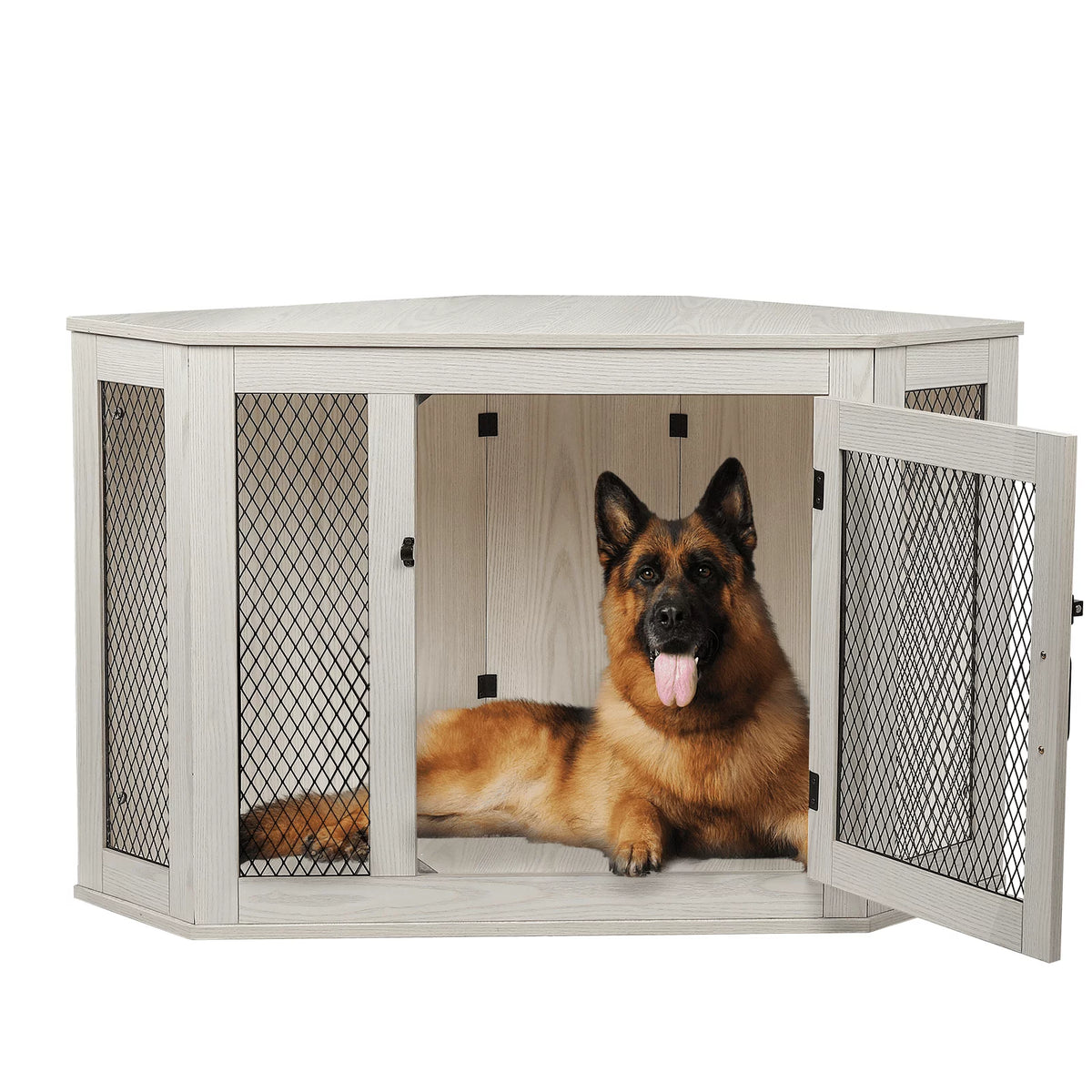 Wooden Corner Dog Crate Side Table O858