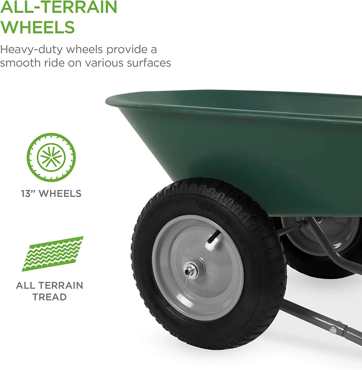 Green Dual-Wheel Wheelbarrow Garden Cart M721707