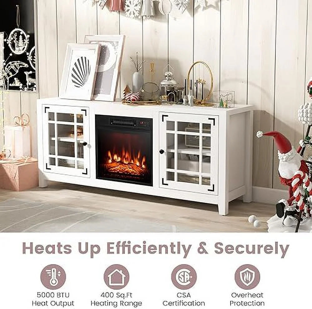 Black Fireplace TV Stand with Adjustable Shelves N632096