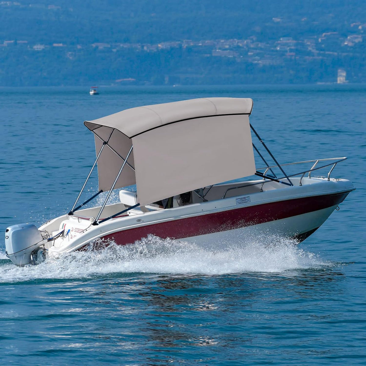 3 / 4 Bow Bimini Top Cover with Sidewalls Boat Canopy with 1 Inch Aluminum Frame K9468