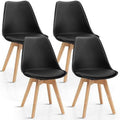Set of 4 Upholstered Dining Chairs with Padded Seat and Solid Wood Legs T1080