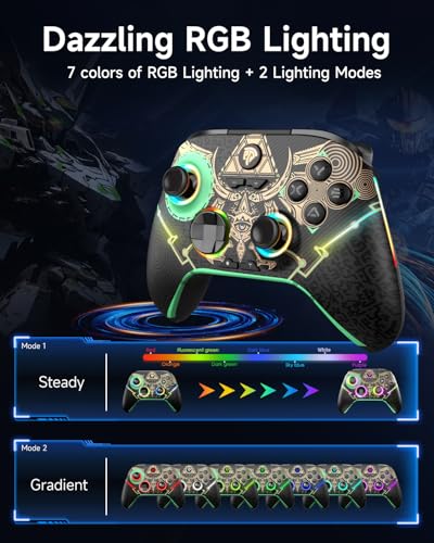 Wireless Bluetooth Controller with Hall Joysticks and RGB Lighting U593529
