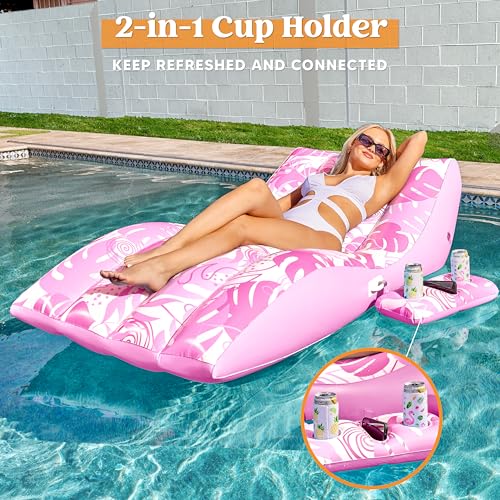 Inflatable Pool Lounge Chair with Cup Holder Y77016