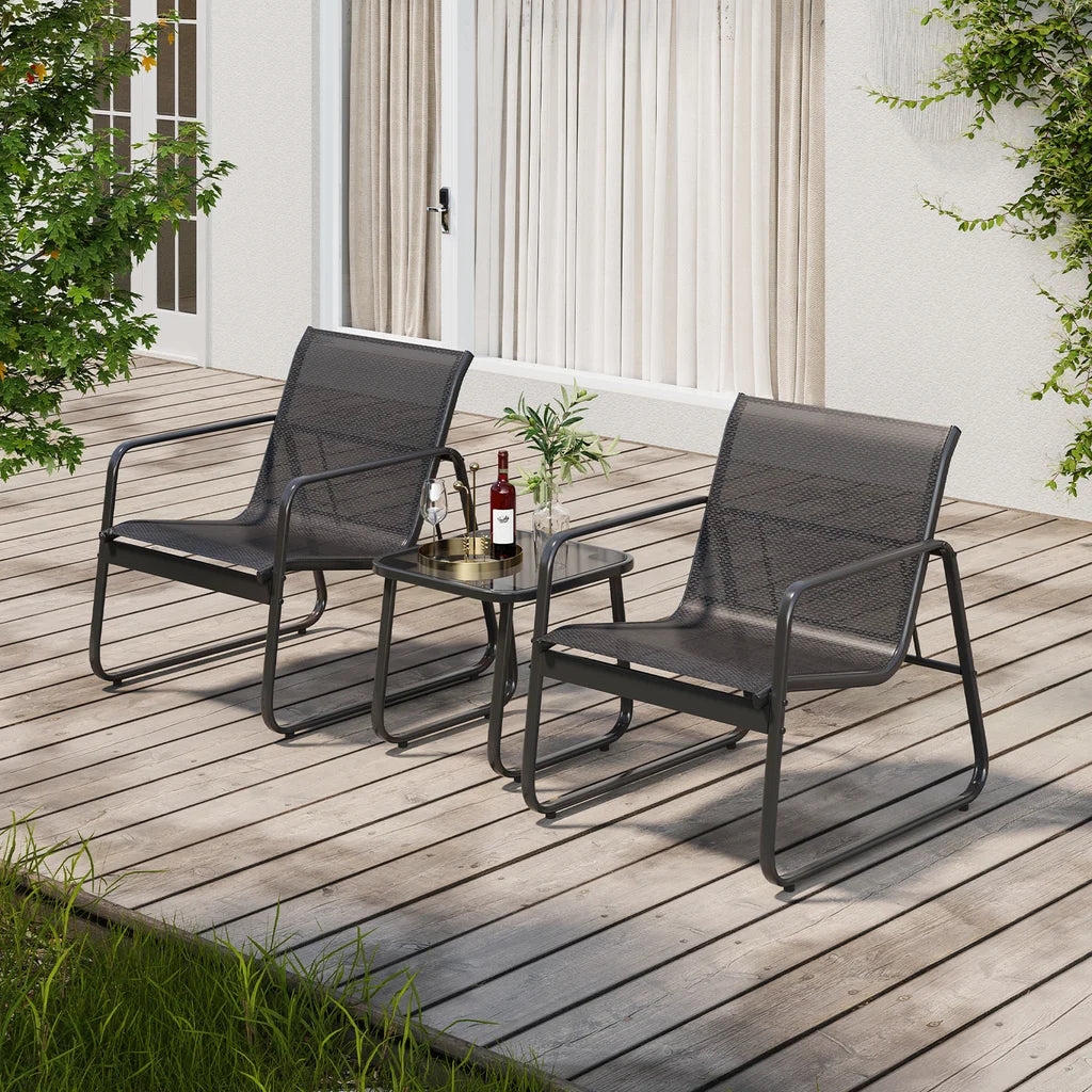 3 Pieces Textilene Patio Furniture Set with Tea Table H576825