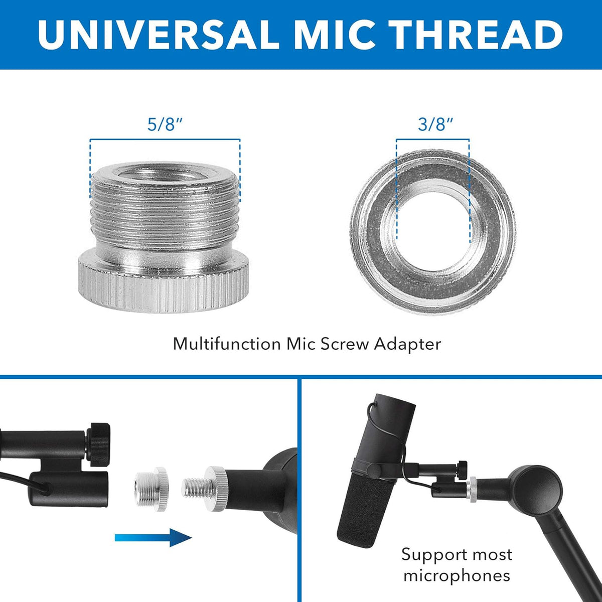 Adjustable Microphone Boom Arm with Cable Management, Pack of 2 L9007