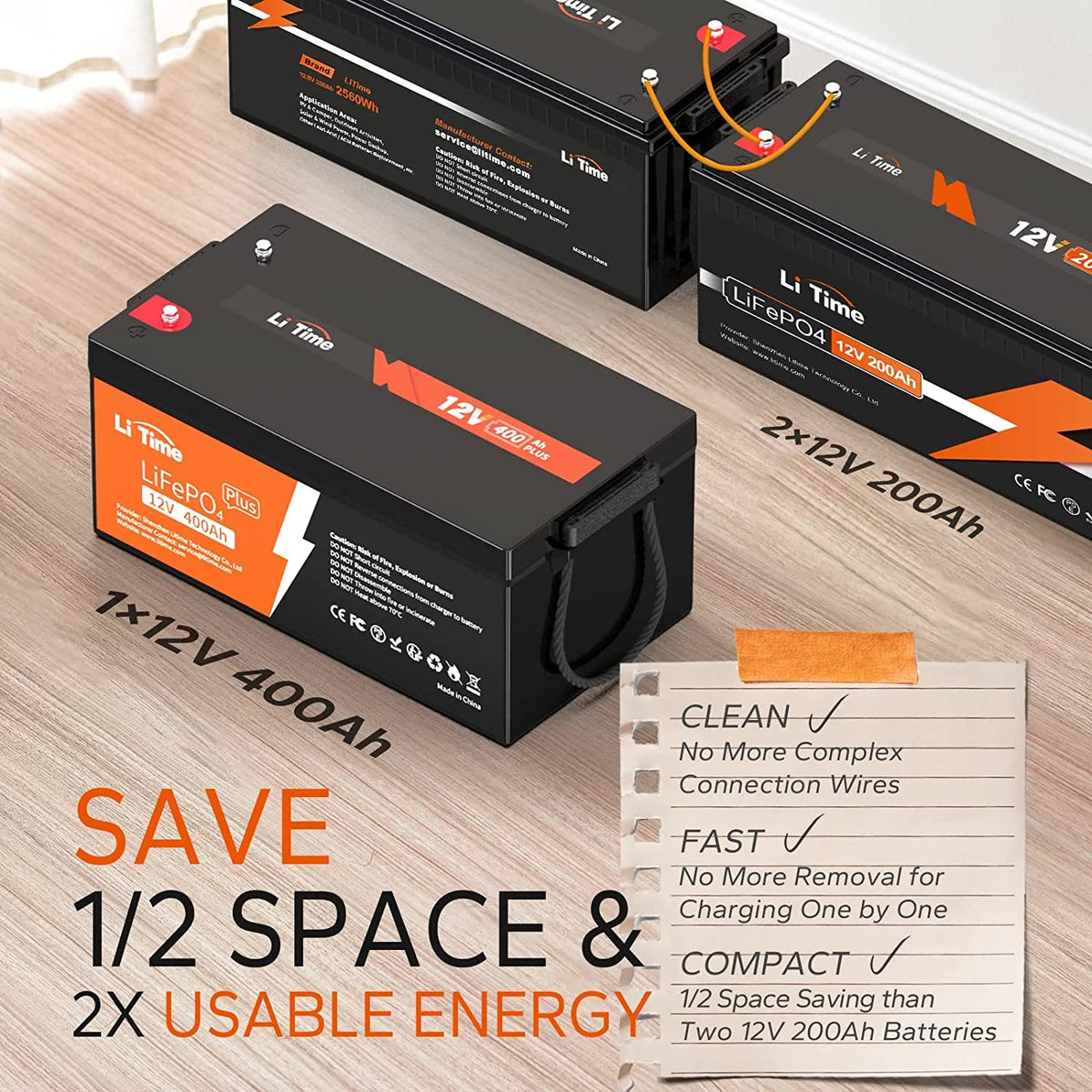 12V 400Ah Lithium LiFePO4 Battery with 250A BMS O161571