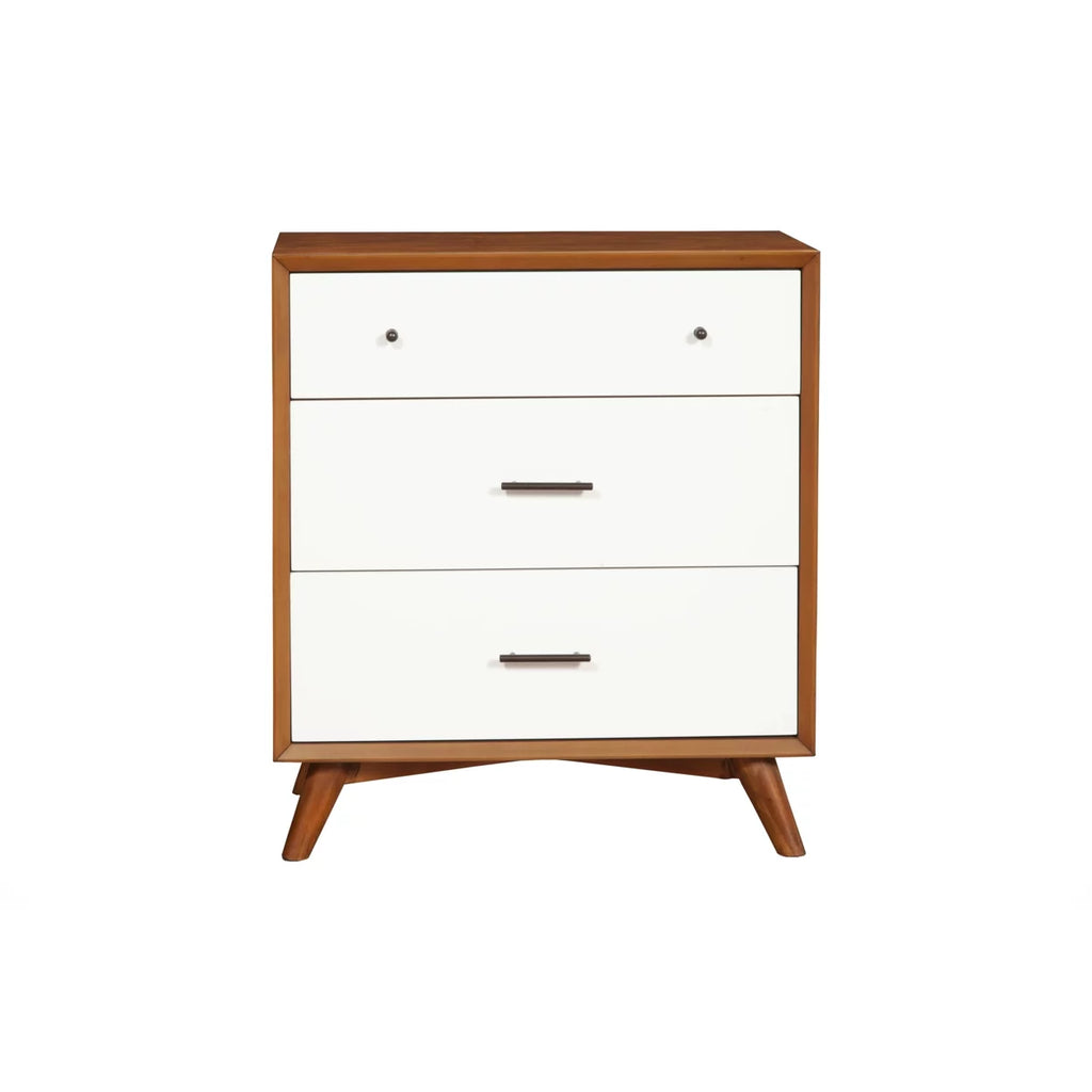 Wooden Chest with Three Drawers Brown and White J985584