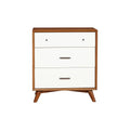 Wooden Chest with Three Drawers Brown and White J985584