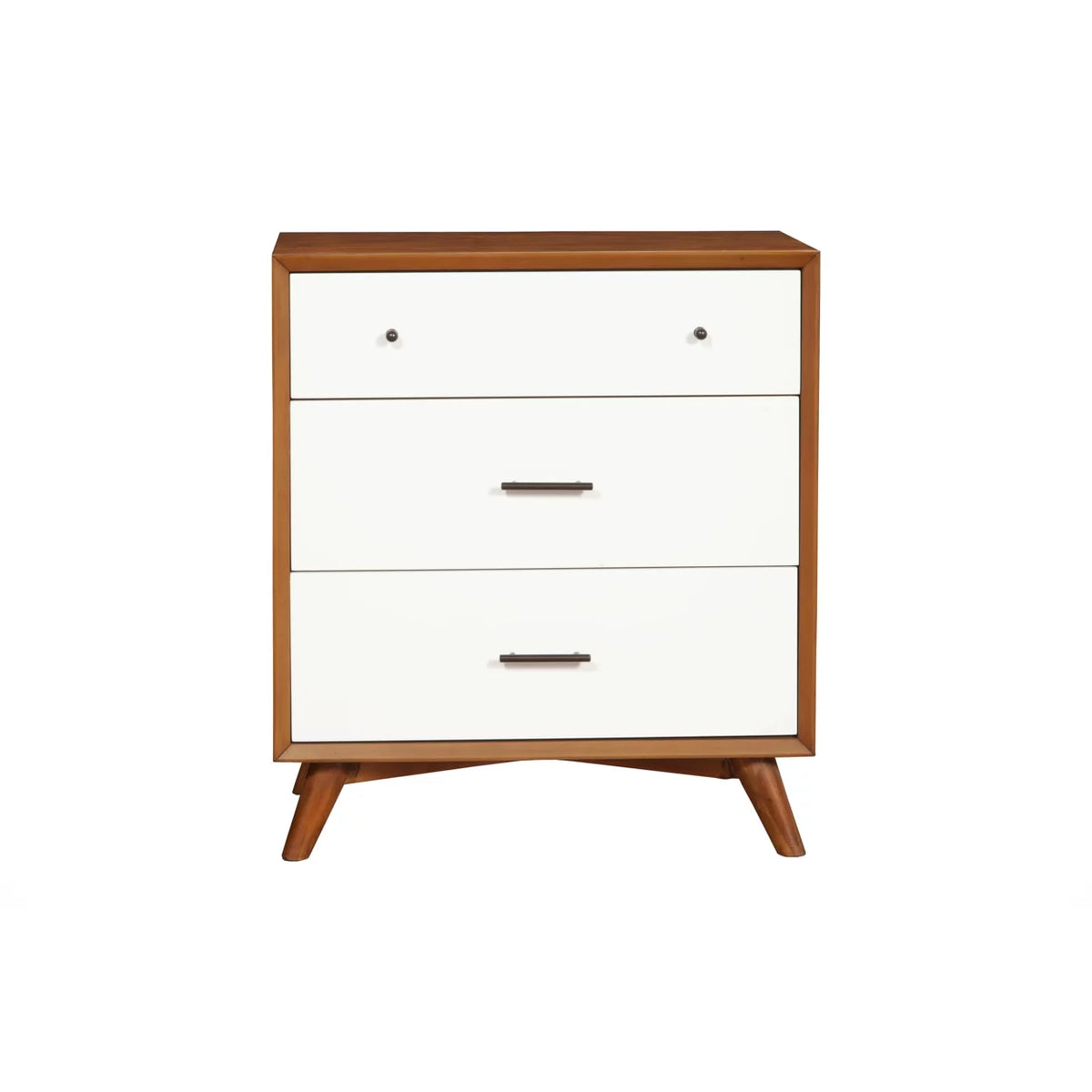 Wooden Chest with Three Drawers Brown and White J985584