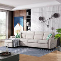 Beige Linen Blend Reversible Modular Sofa and Chaise G925