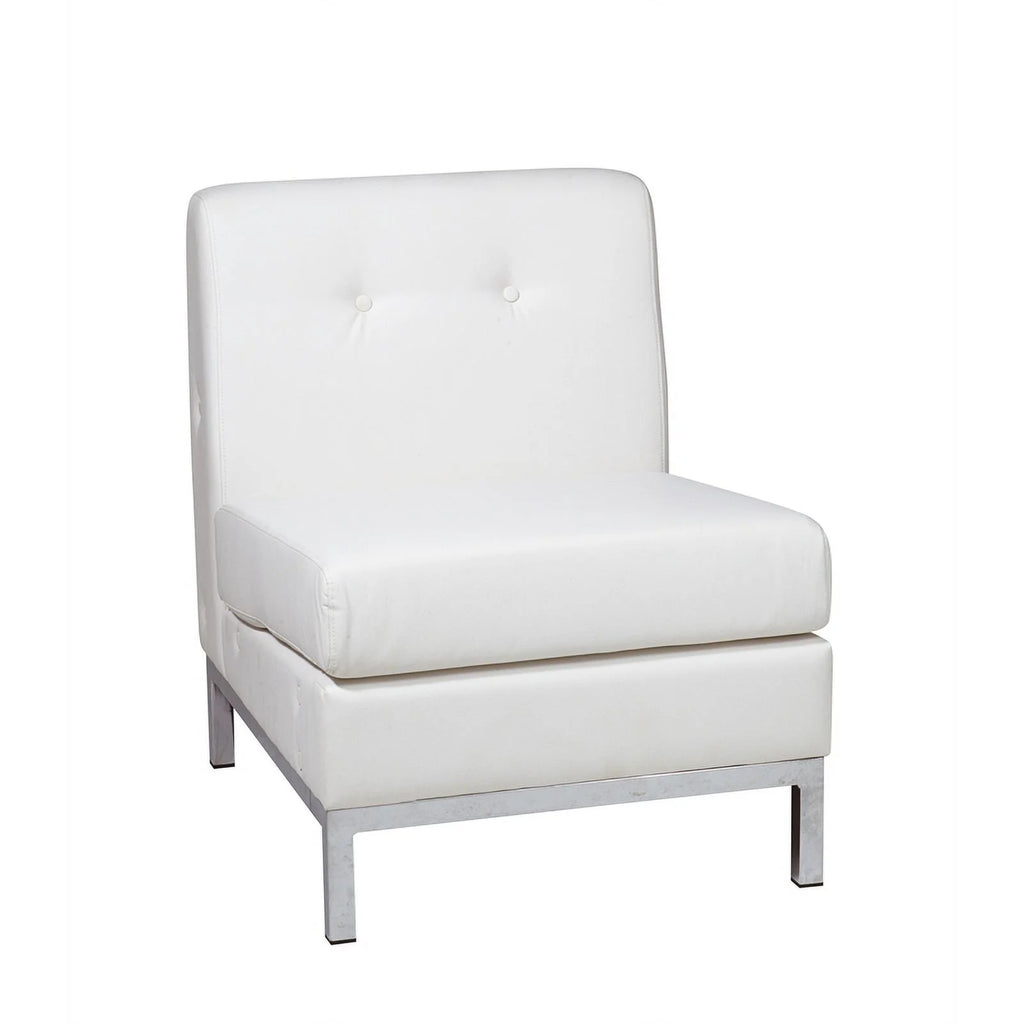 White Faux Leather Armless Chair Q494801