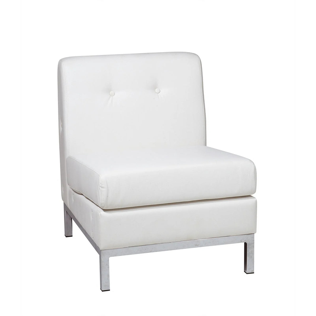 White Faux Leather Armless Chair Q494801