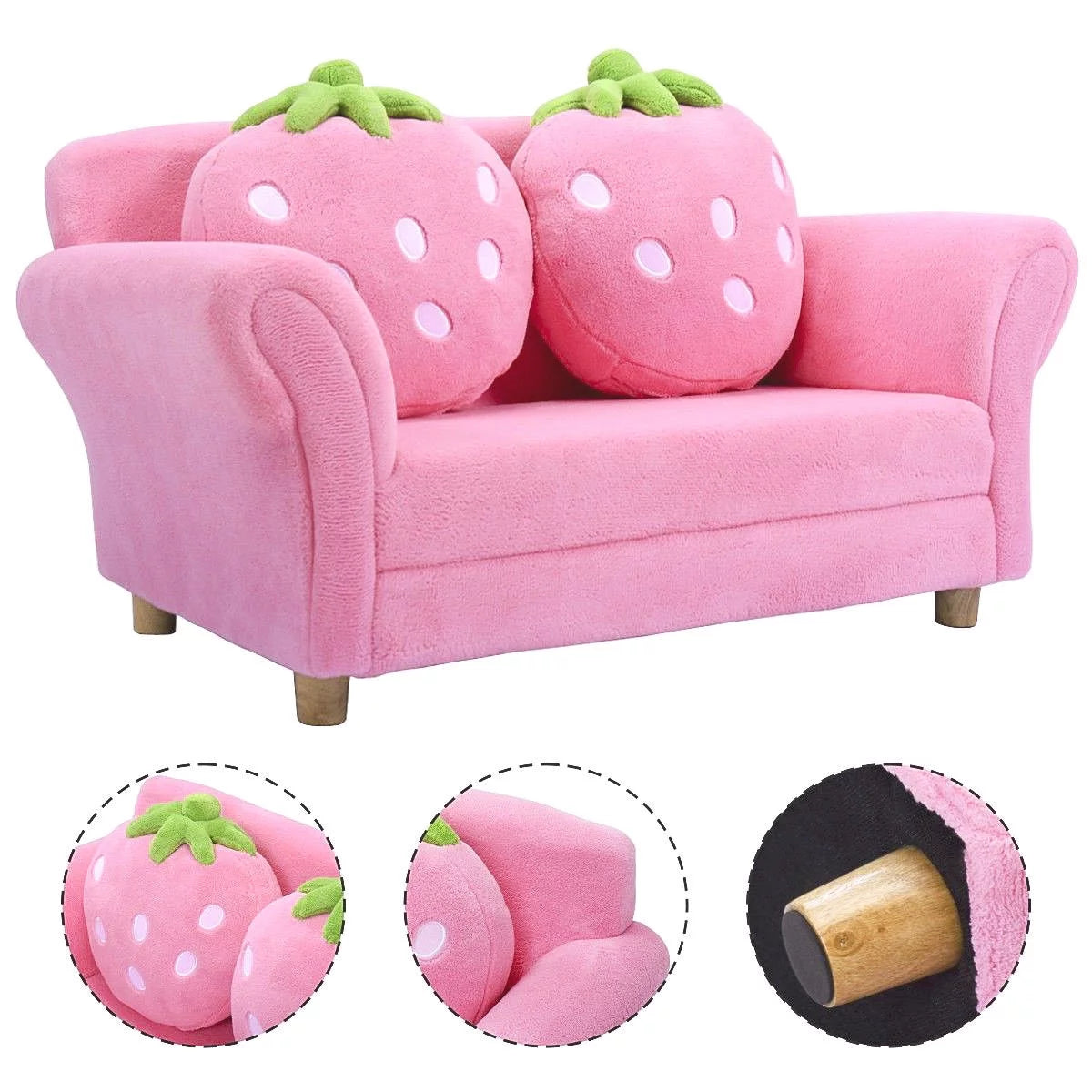 Kids Sofa Armrest Chair with 2 Pillow Pink Z309043