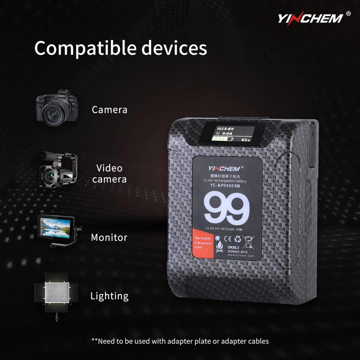 99Wh 14.4V V Mount Lithium-ion Battery with LCD Screen B768