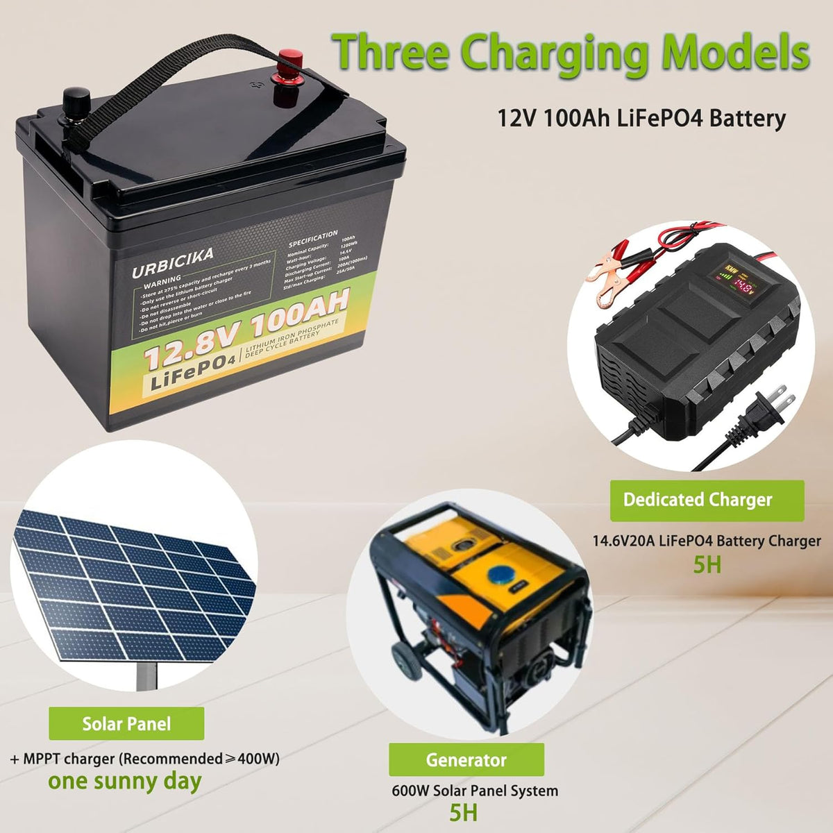 12V 100AH LiFePO4 Lithium Battery 100A BMS U890282