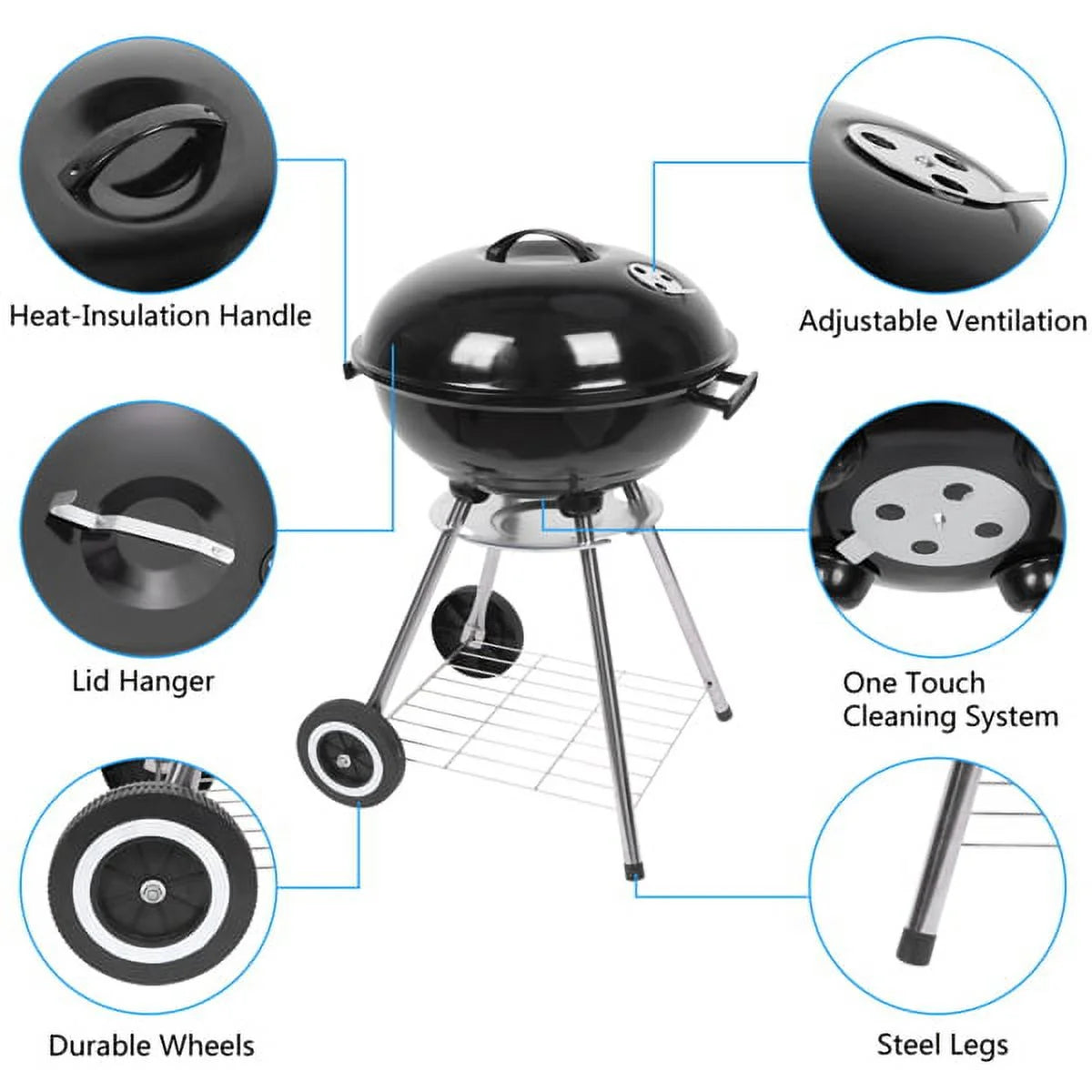 Charcoal Grill 18” Round Barbecue Grill R8258