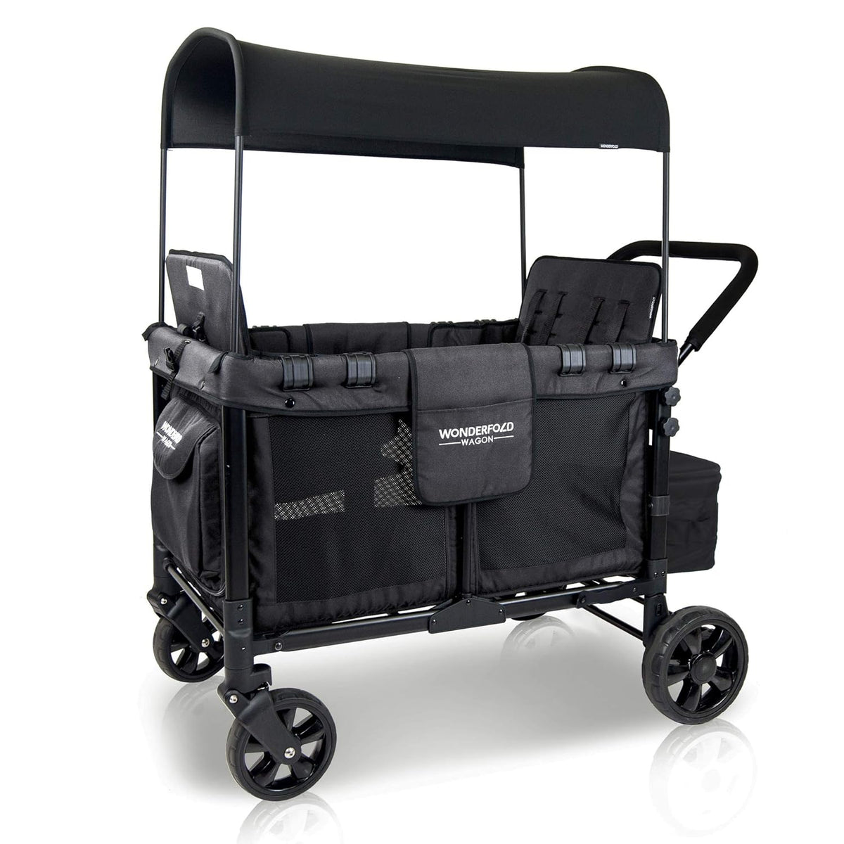 4 Seater Quad Stroller Wagon with Removable Raised Seats, Gray W91325