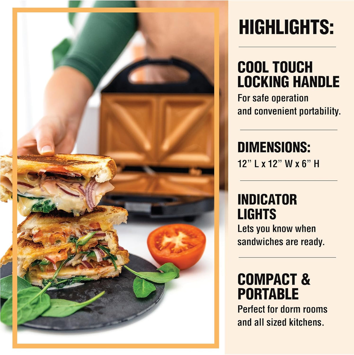 Nonstick Panini Press Sandwich Maker N358