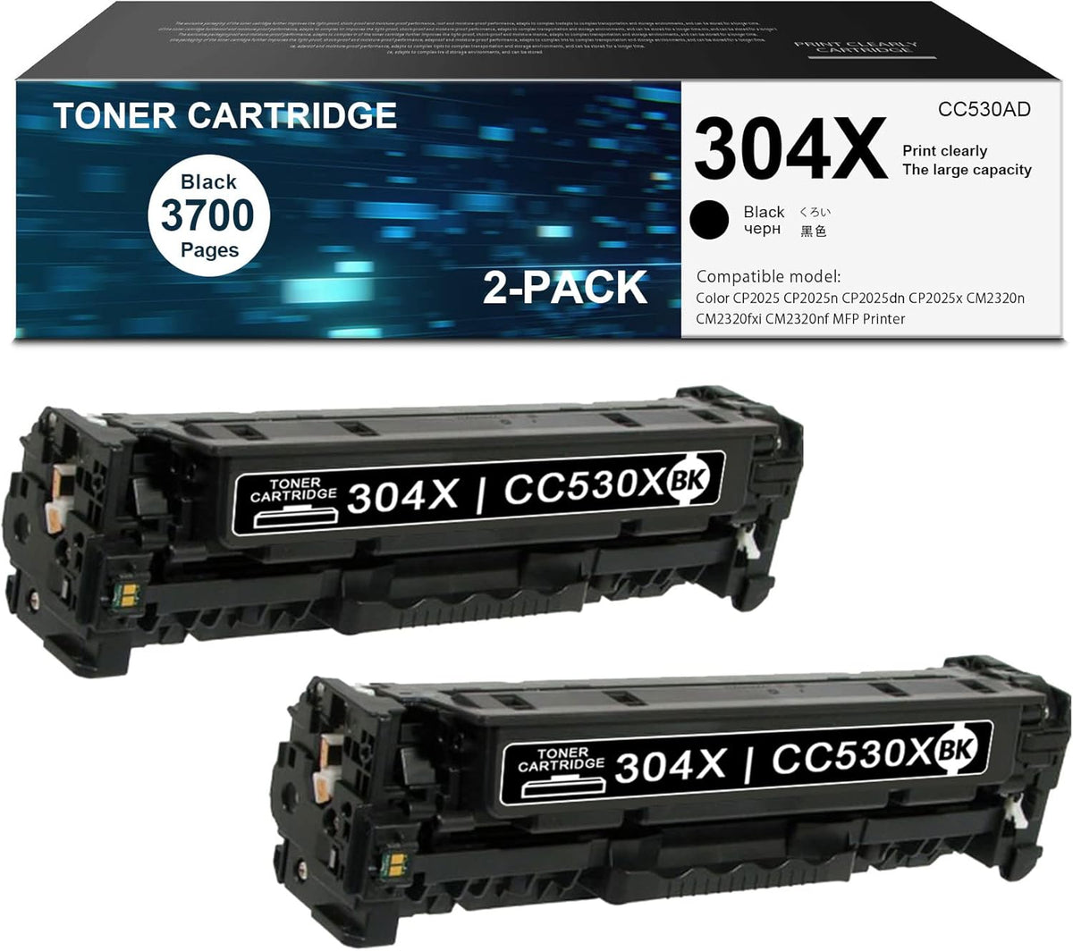 2 Pack Black Toner Cartridge for HP Printer C673246