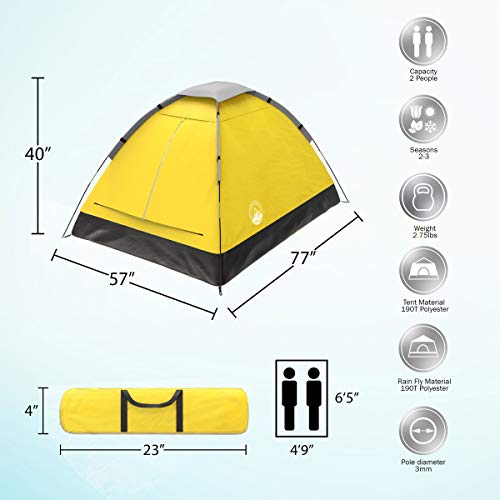 2 Person Dome Tent with Rain Fly & Carry Bag Q876