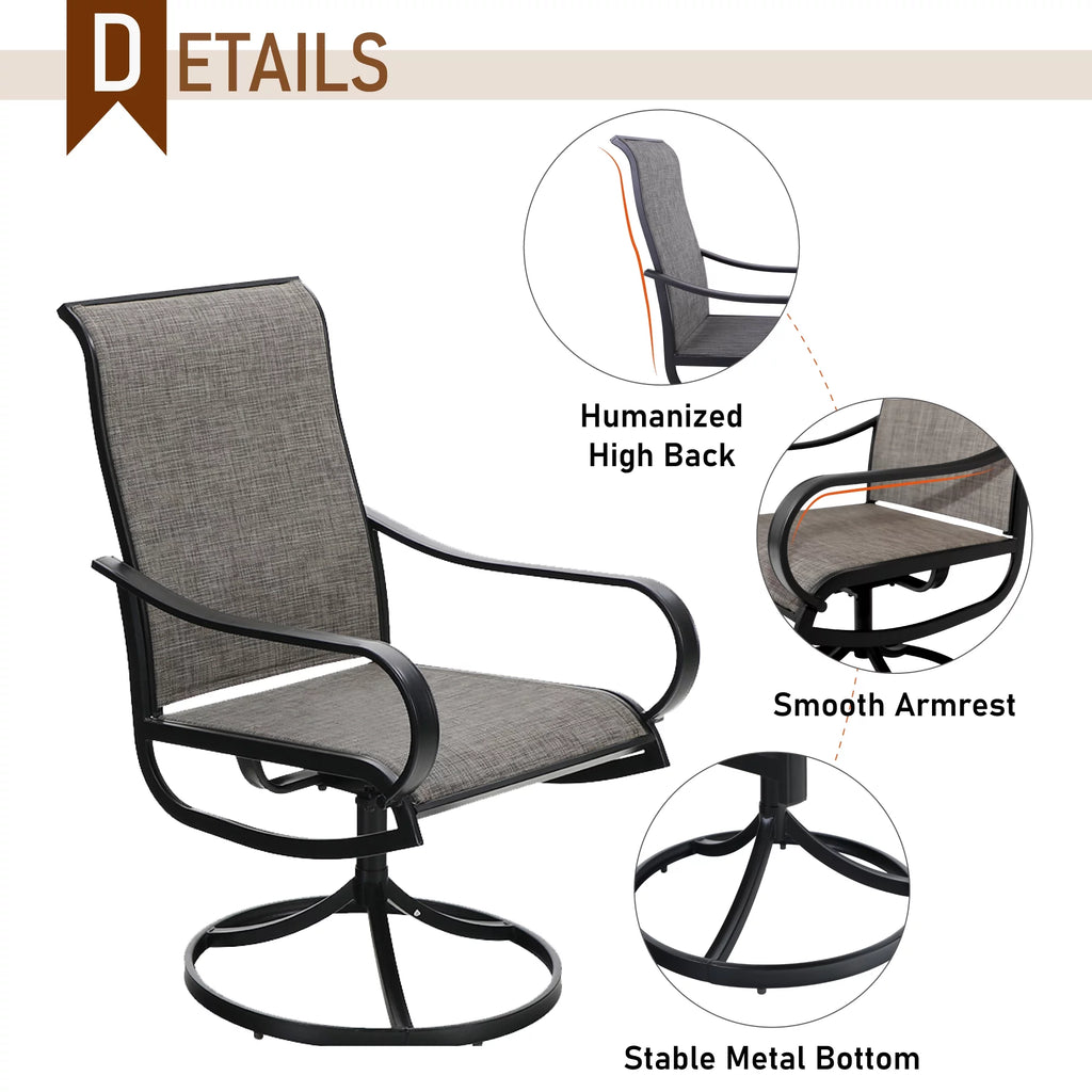 2Pcs Patio Dining Swivel Chairs Set with Black Steel Frame R25071