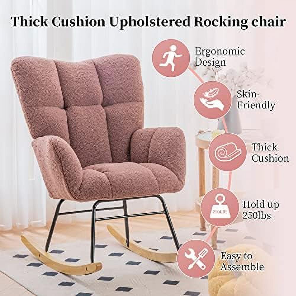 Grey Velvet Upholstered Glider Rocker B25001