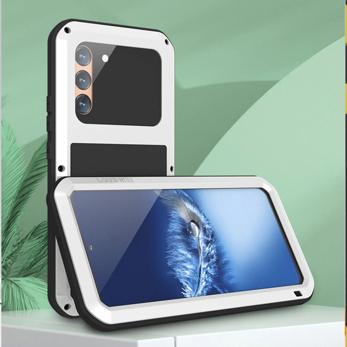 White Metal Bumper Silicone Case with Built-in Screen Protector G548