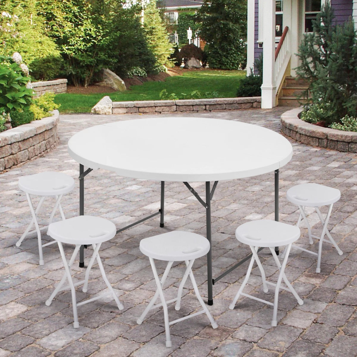 10 Pieces Round Bi-Folding Plastic Table M59508
